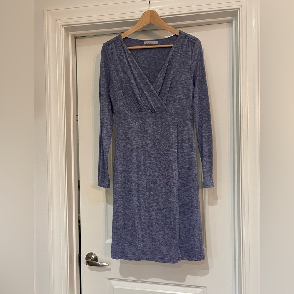 Athleta Long Sleeve Dress in Heathered Blue